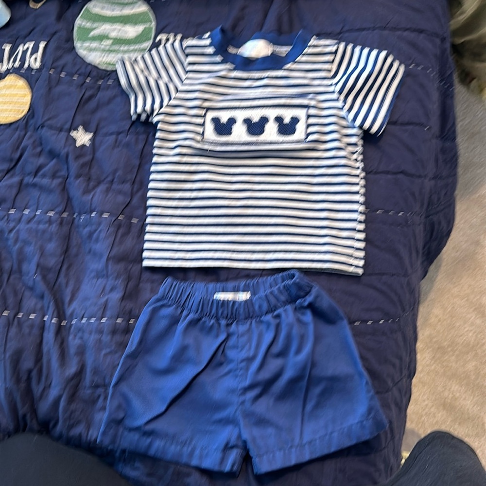 Cecil and Lou smocked Mickey Mouse Boys 2 piece set